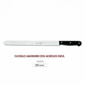 Cuchillo jamonero inoxidable alveolado 280mm negro Flores Cortes