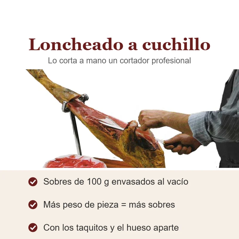 Jamón loncheado a cuchillo en sobres de 100 g